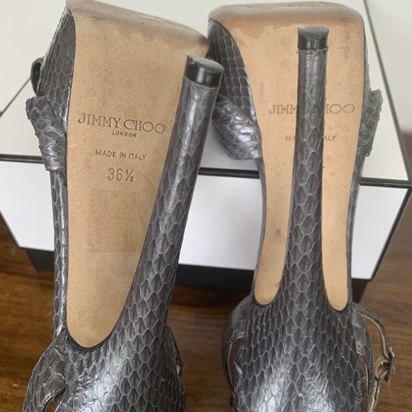 JIMMY CHOO GRETA PLATFORM PYTHON SANDALS SIZE 36.5 EU , 6 .5 US - Picture 3 of 4